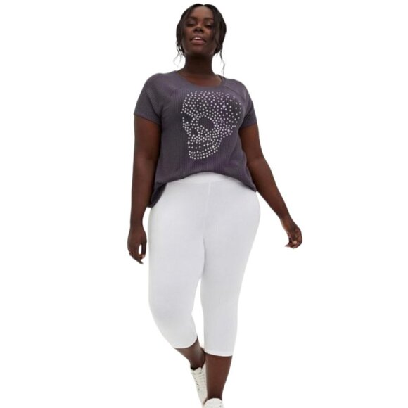 Torrid Dark Slate Grey Skull Waffle Knit Tee - Picture 5 of 5